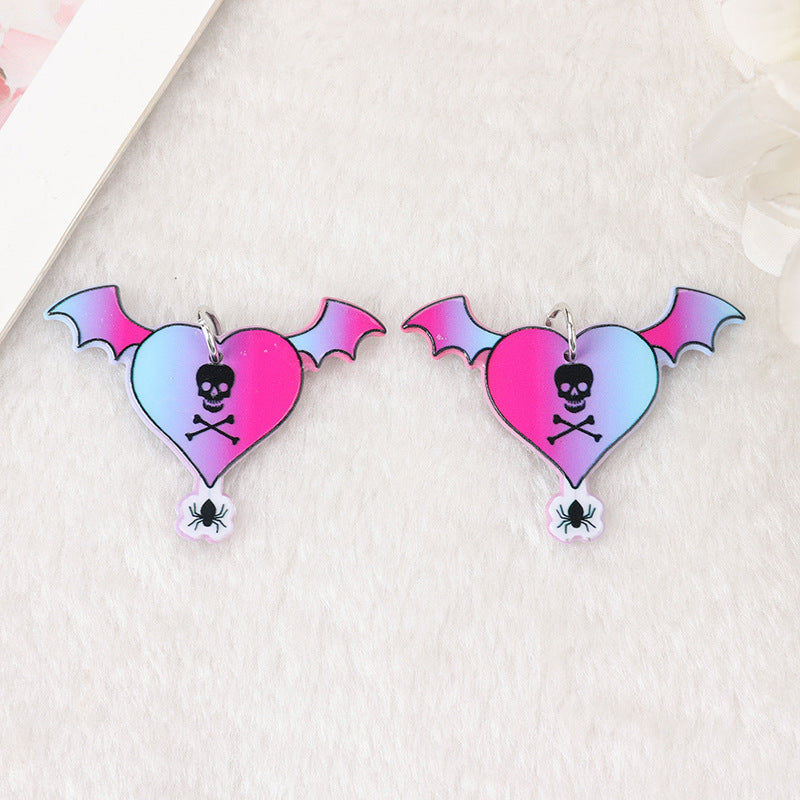 Wholesale 10pcs Acrylic Halloween Skull RIP Witch Doll DIY Earrings Keychain Accessories